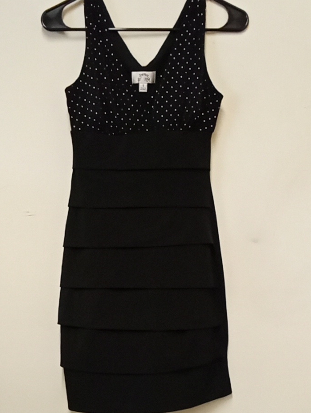 Sweet Storm Black Tiered Mini Dress with Studded Bodice Size S